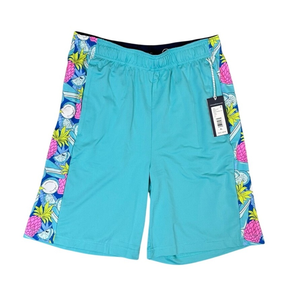 NWT Vineyard Vines Boys Performance Lacrosse Shorts XL Turquoise Pineapple